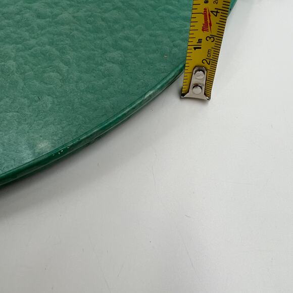 Hollywood Regency Enameled Finish Round Tray by Moire Glaze Kyes Green Vintage - Picture 8 of 9